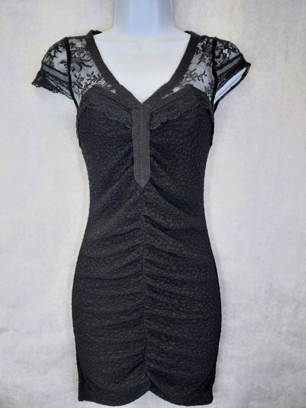Free People Lace Envy Bodycon Dress Women’s XS Black Stretch Mini Club Festival - Picture 2 of 14